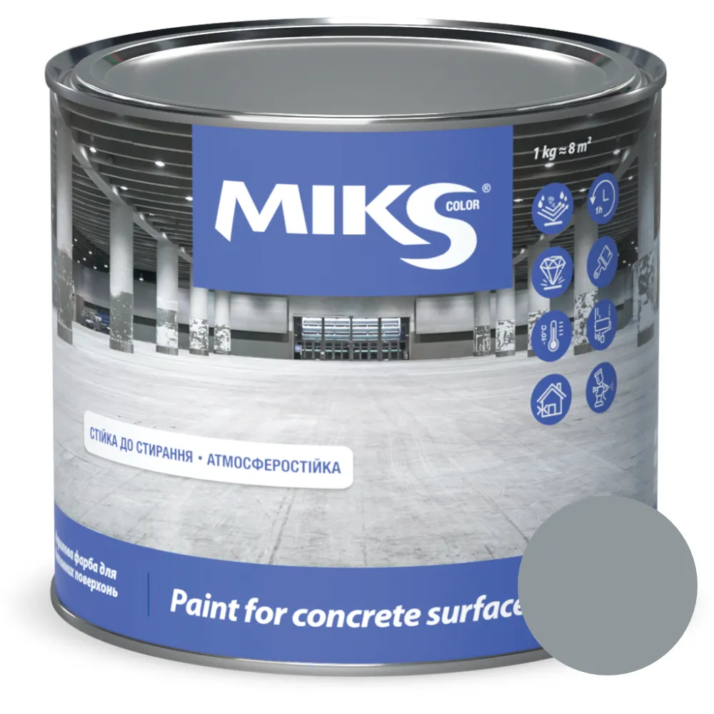 Фарба для бетонних поверхонь Miks color 2,5 кг Сірий (2687630036)
