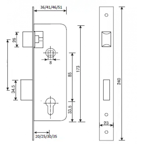 Замок врізний CordonTech 173/30-CR (088363E) - фото 2 Замок врізний CordonTech 173/30-CR (088363E) - фото 2