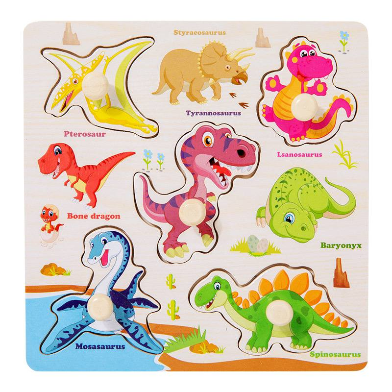 Пазлы вкладыши деревянные Fun Game С 68308 Динозаврики с рисунком под вкладышем (2387143545)