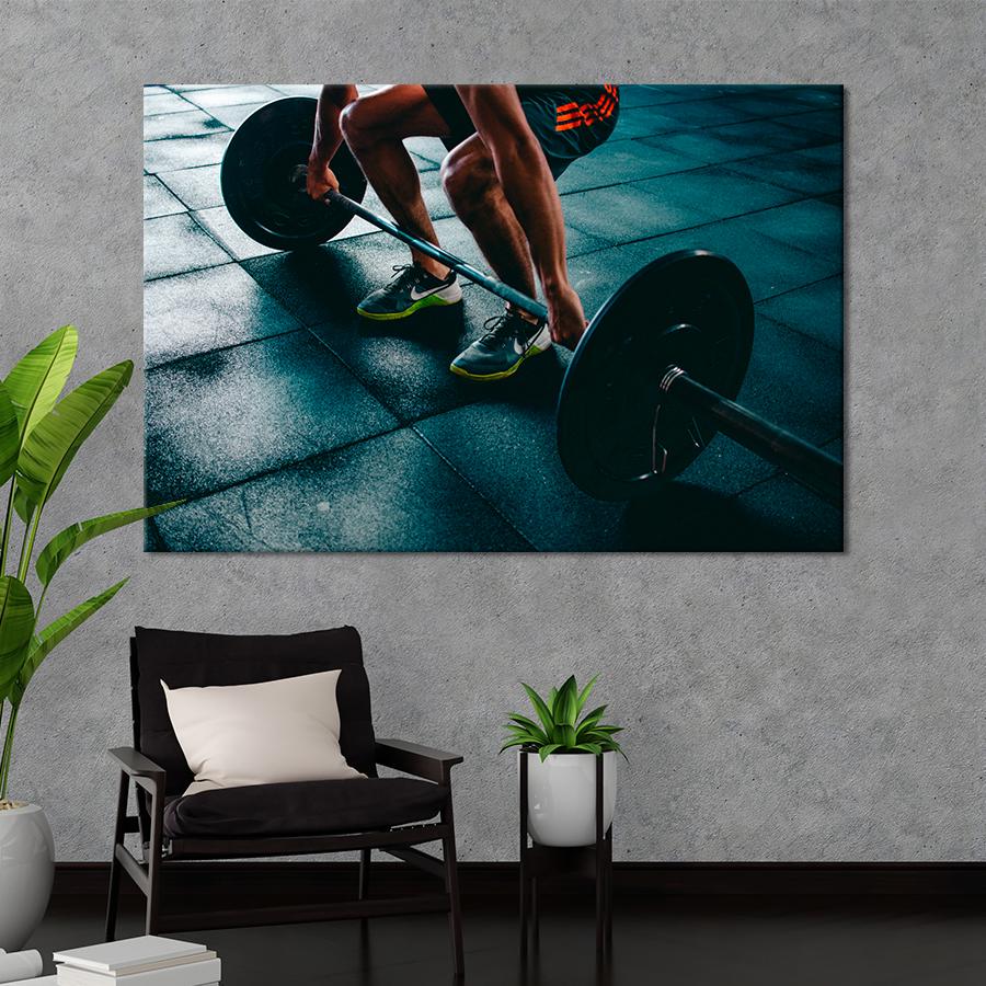 Картина спорт Парень и штанга 120x80 см (A1266-1)
