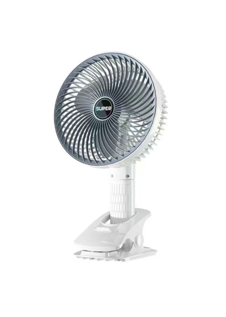 Вентилятор акумуляторний clip+mobile stand з прищепкою і USB зарядкою Білий (VNA10034)