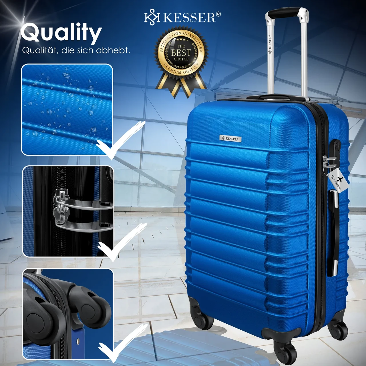 Набір із 4 дорожніх валіз KESSER із твердим корпусом S M/L/XL Синій - фото 3 Набір із 4 дорожніх валіз KESSER із твердим корпусом S M/L/XL Синій - фото 3