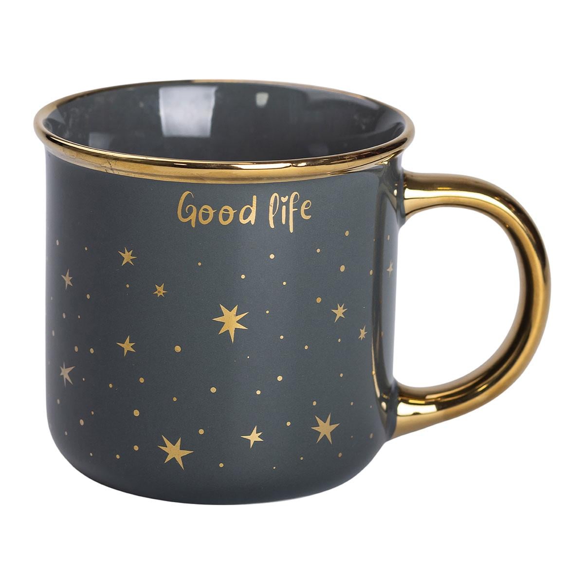 Чашка керамическая Light House с золотым ободком и позолоченной ручкой 320 мл (LG-20160)