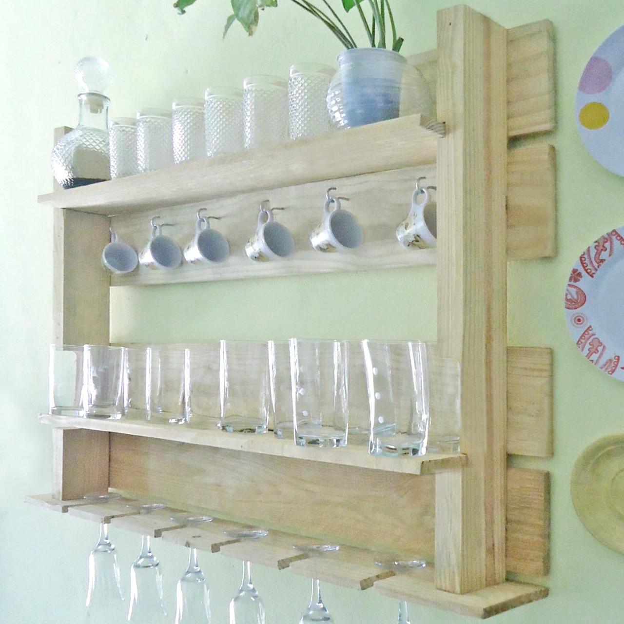 Полка для бокалов из дерева Пейсон Бланже (ОБС-007701)