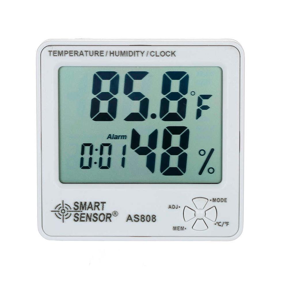 Термогигометр AS 808 с встроенными часами температура и влажность