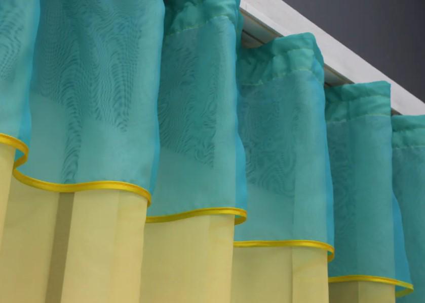 Фіранка арка на кухню 280х170 см Жовтий/Лазурний (036к) - фото 4 Фіранка арка на кухню 280х170 см Жовтий/Лазурний (036к) - фото 4