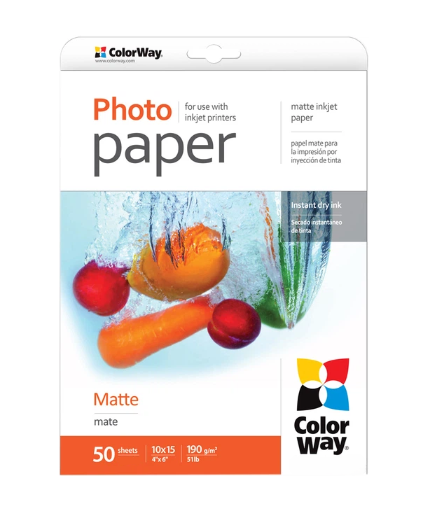 Фотобумага матовая ColorWay 10х15 см 190 г/м² 50 листов (PM1900504R)