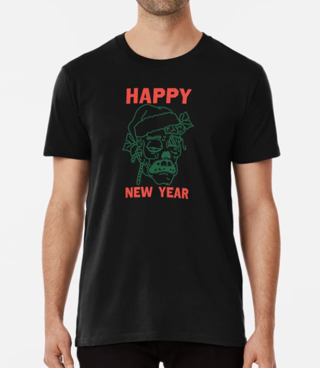 Футболка мужская новогодняя Stedman с принтом Happy New Year Зомби XXXL Черный (НГ22-6)