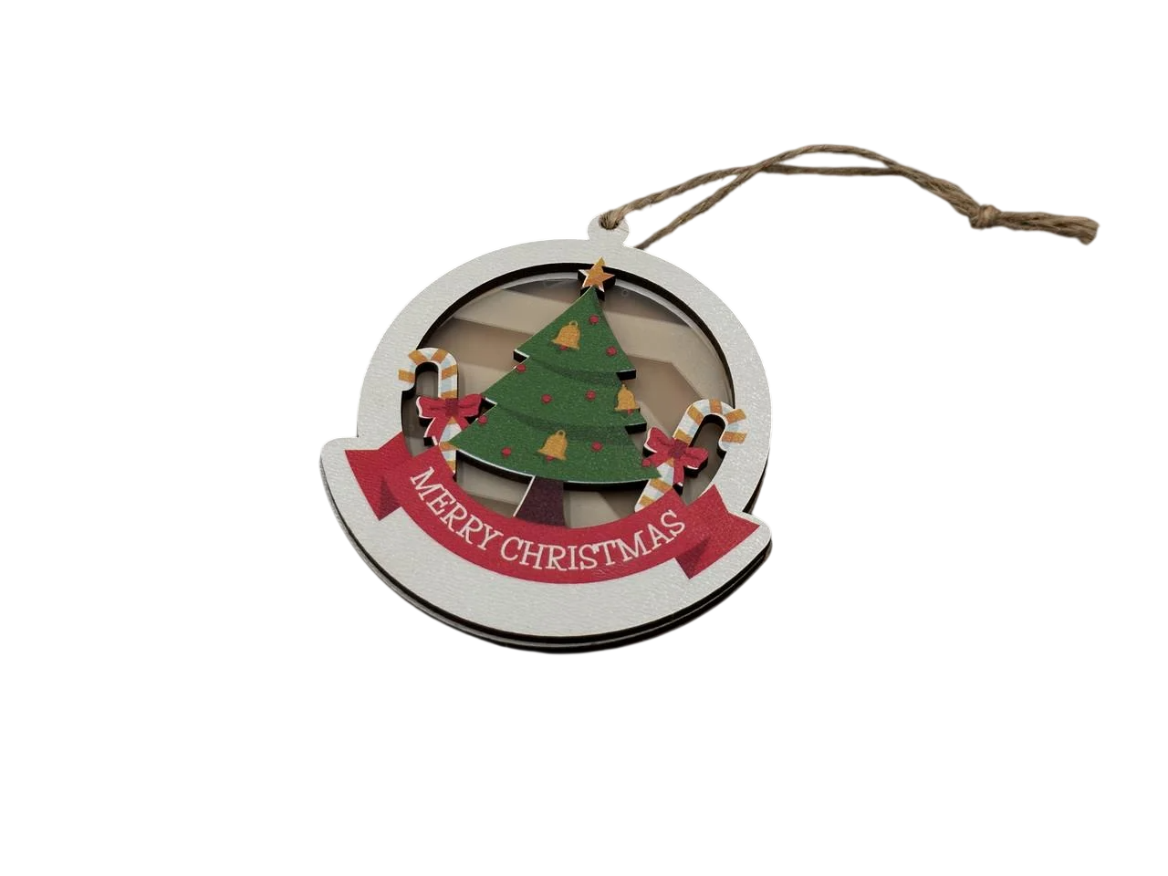 Игрушка елочная новогодняя Елочка Marry Christmas с подсветкой из фанеры 90х10 мм Разноцветный (NR-132)