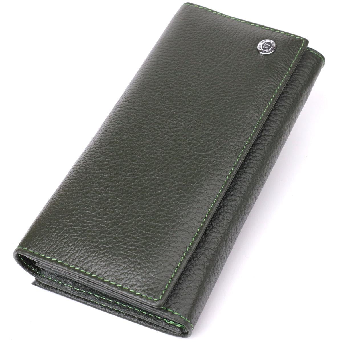 Кошелек женский ST Leather 23106 классический с монетницей из натуральной кожи Зеленый (168-136-23106)