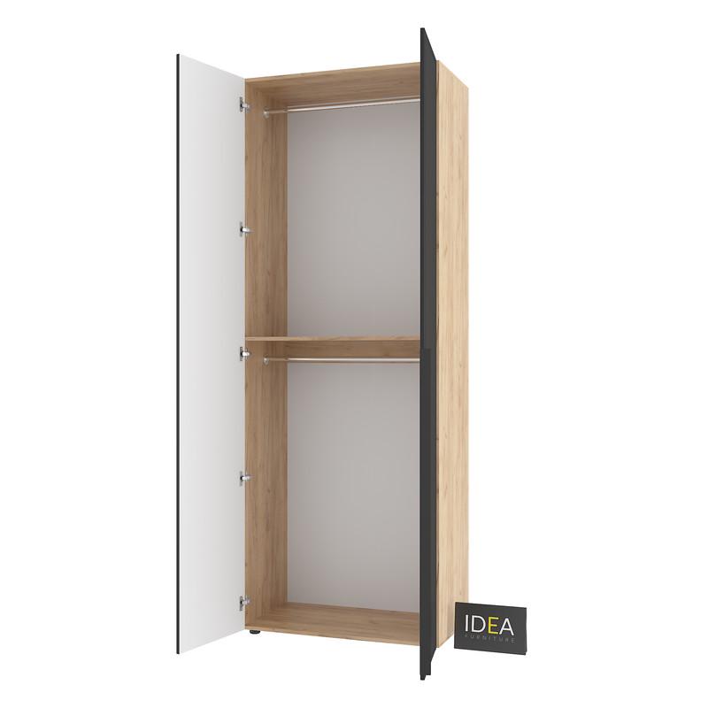 Шафа для одягу Idea С-7.1 з двома штангами Дуб крафт/Чорний (1817) - фото 4