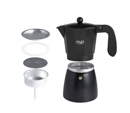 Кофеварка гейзерная Adler алюминиевая на 9 порций 520 мл (AD 4420) - фото 2 Кофеварка гейзерная Adler алюминиевая на 9 порций 520 мл (AD 4420) - фото 2