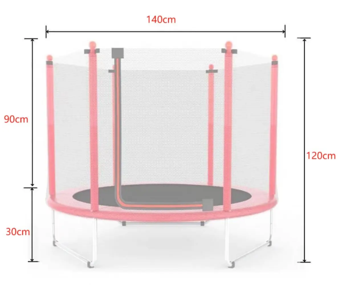 Батут дитячий Atleto KRB10 із захисною сіткою на металевих опорах 140 см Червоний (132-76-21000164) - фото 9
