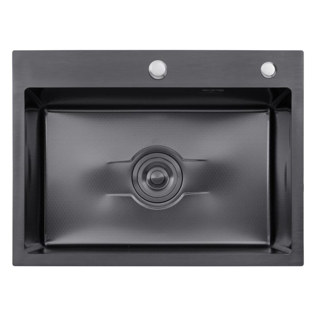 Мийка для кухні інтегрована Kroner KRP Derby 5843HM PVD 2,5/0,5 мм 580х430 мм Чорний (CV027241)