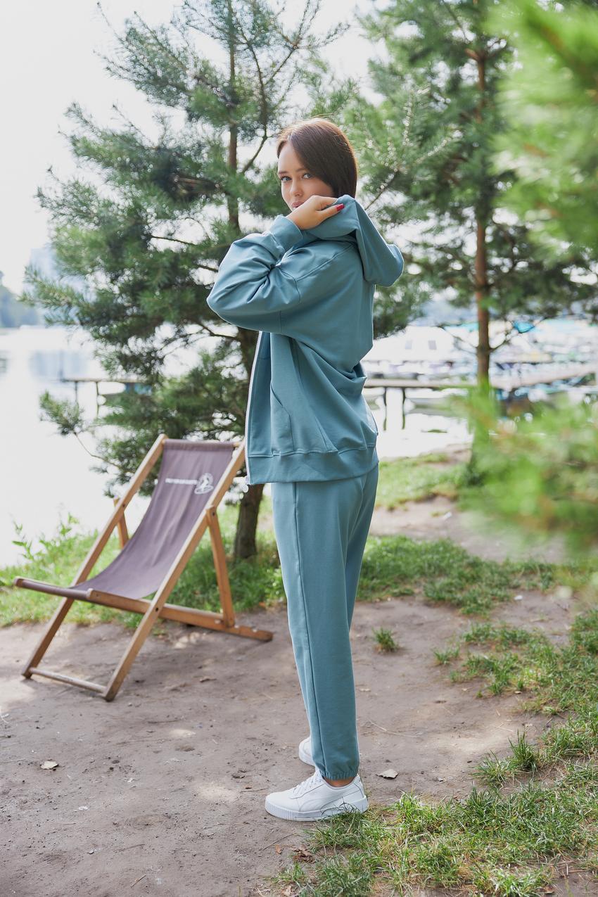 Костюм женский спортивный М136.2 худи на замке/джогеры XXL Темно-голубой (826-1-64) - фото 3 Костюм женский спортивный М136.2 худи на замке/джогеры XXL Темно-голубой (826-1-64) - фото 3