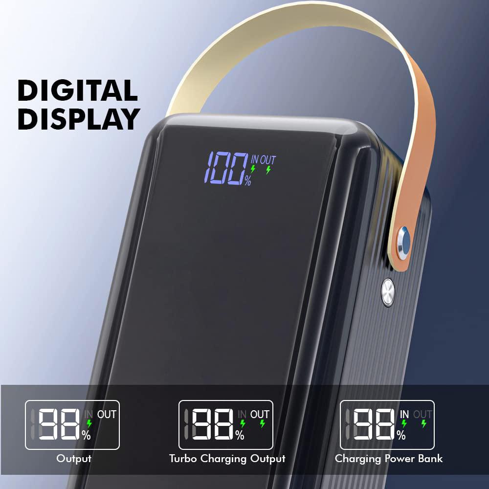 Универсальная мобильная батарея Power Bank SKF D60 60000 мАч PD QC 3.0 22.5W с фонариком и встроенными кабелями Черный - фото 4