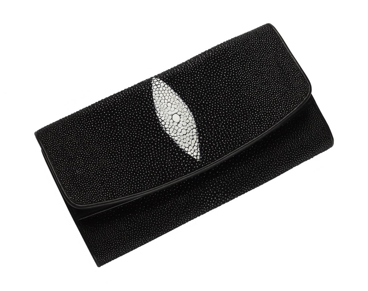 Кошелек Ekzotic leather из кожи ската Черный (stw 15)