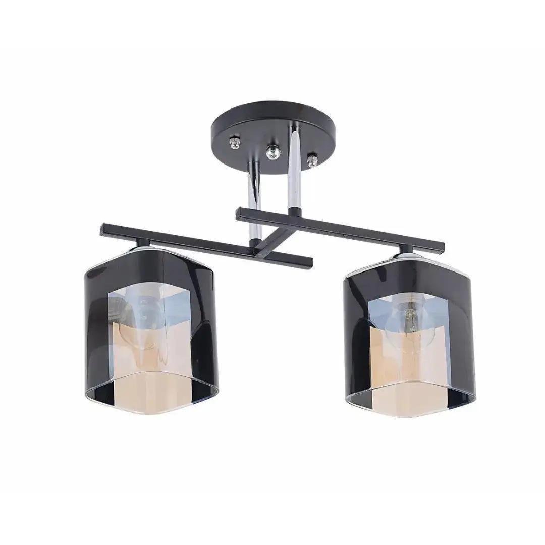Люстра стельова Valeso 6944B/2 на 2 плафони Чорний/Хром (00000139693)