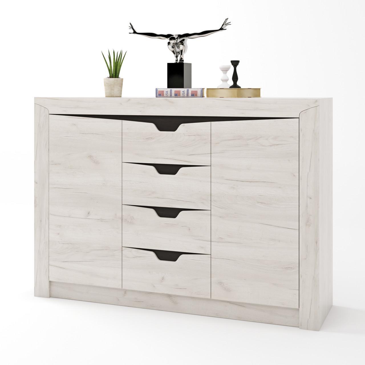 Комод для вещей Еверест Либерти-1400 140х38х98,5 см Дуб Крафт Белый (DTM-2139)