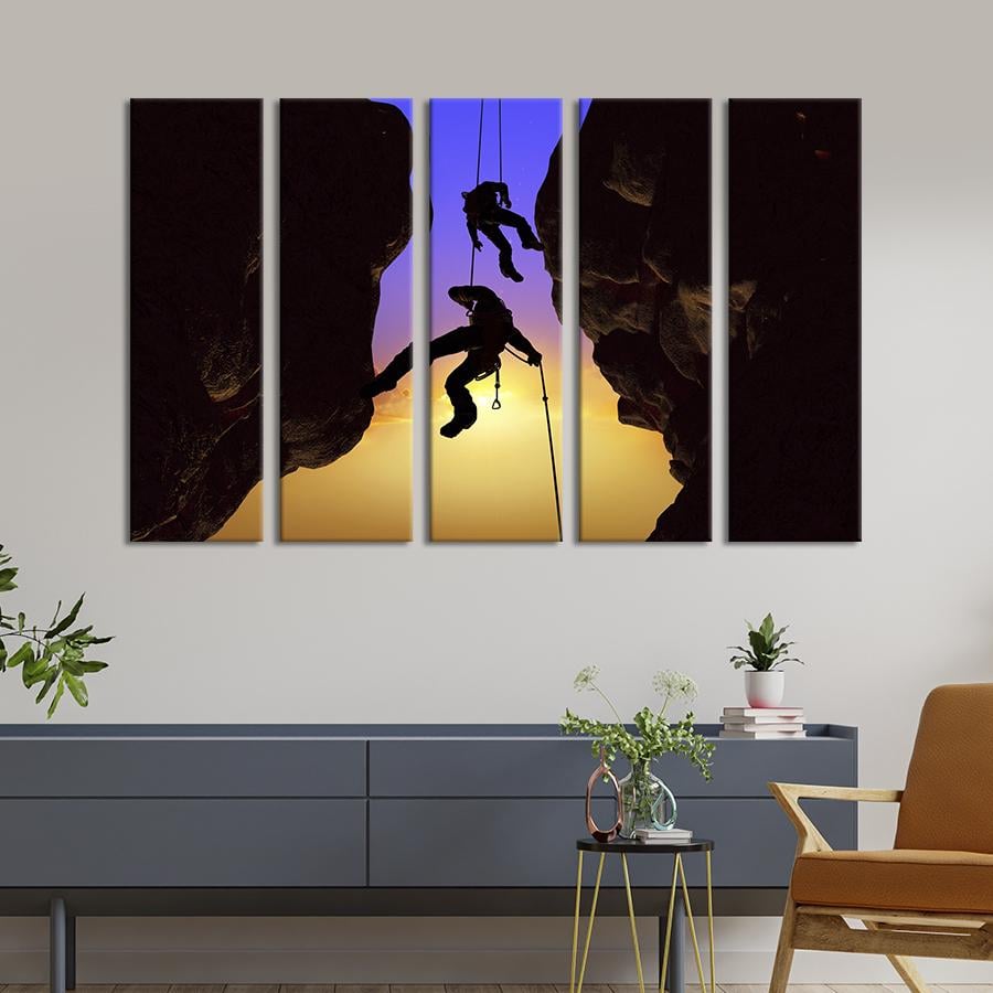 Модульная картина из 5 частей Спуск альпинистов в ущелье 132x80 см (478-52)