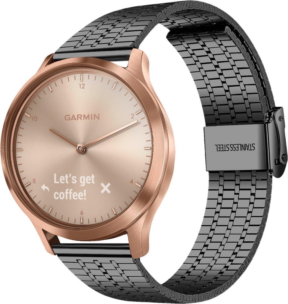 Браслет металевий Counic для Garmin Vivomove HR Black (34025-2B)