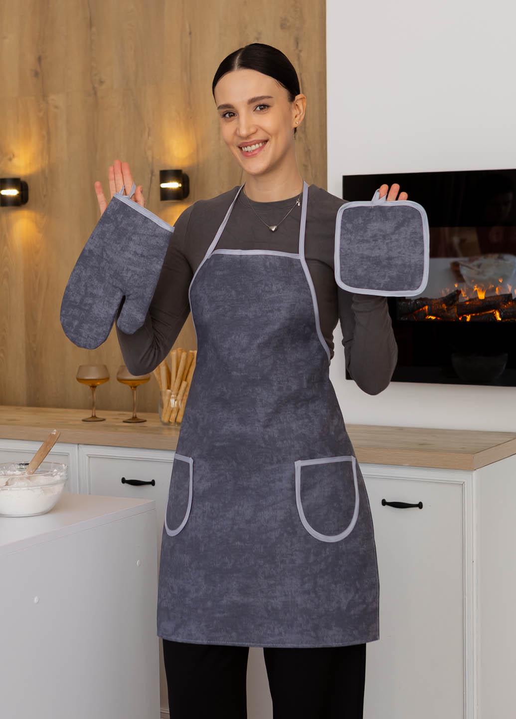 Кухонный набор водоотталкивающий Мрамор темно-серый 3 предмета - фото 1 Кухонный набор водоотталкивающий Мрамор темно-серый 3 предмета - фото 1