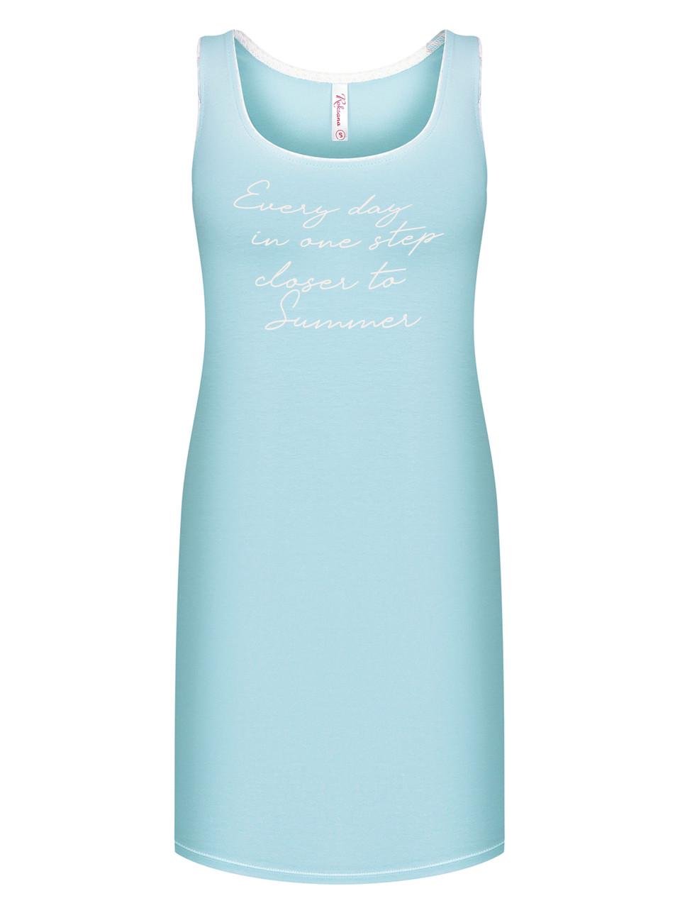 Ночная рубашка женская Roksana на широких бретельках хлопок L Голубой (1846/16334)