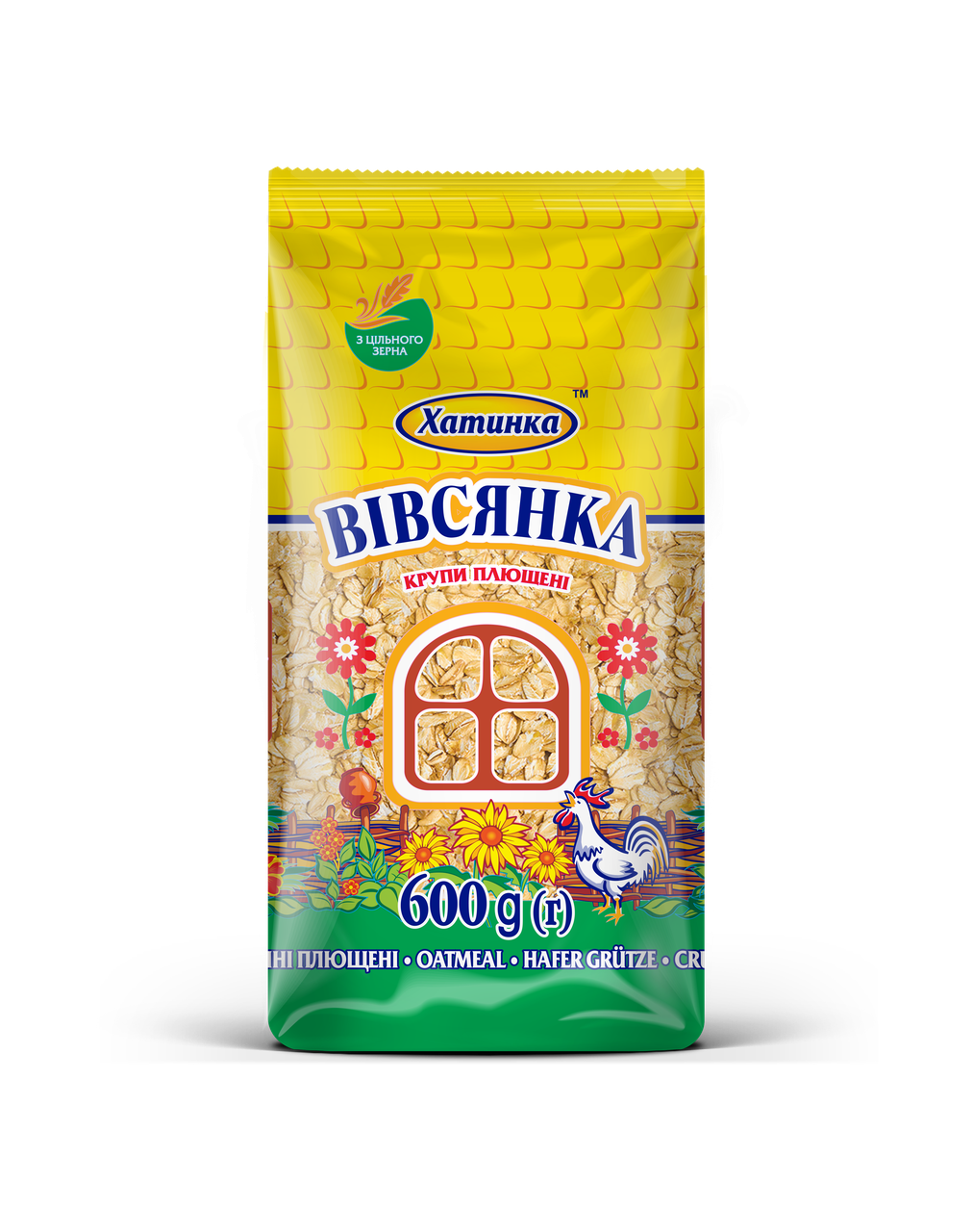Крупа вівсяна плющена Хатинка 600 г (4820174601140)