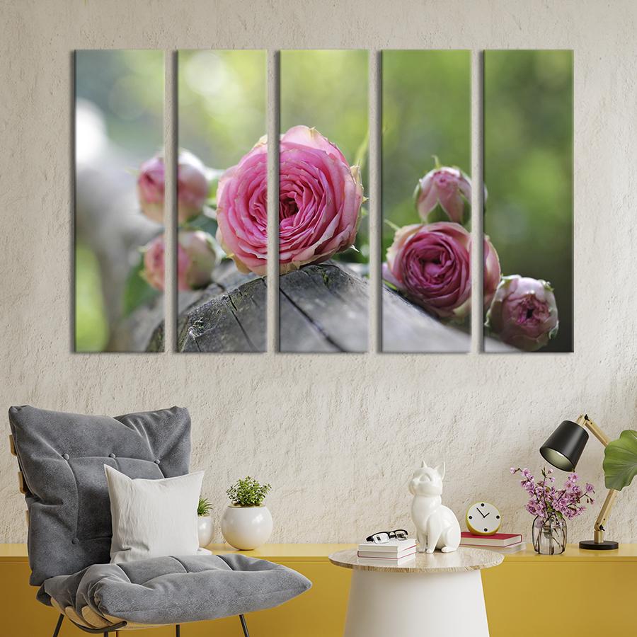 Картина на холсте Ароматные розы на скамейке 87x50 см (987-51)