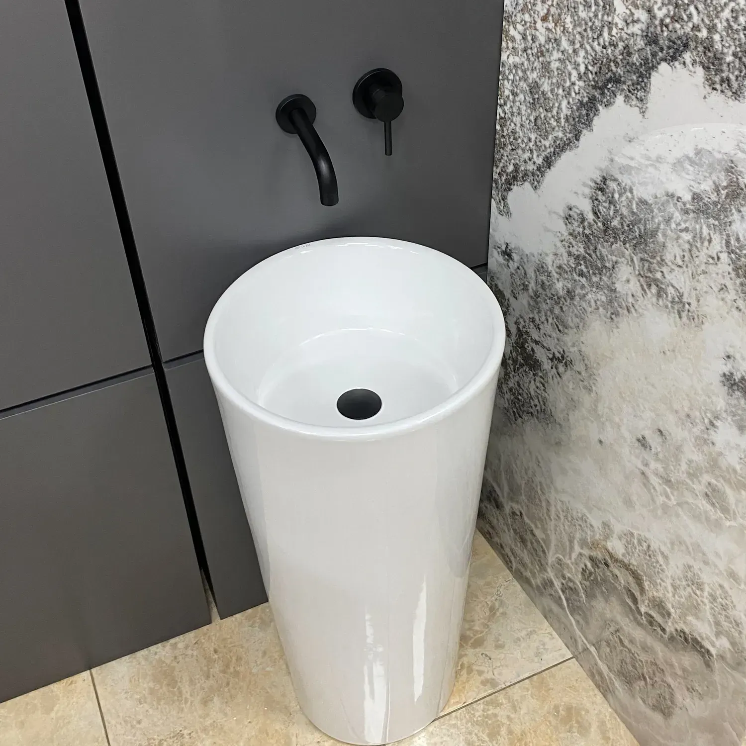 Умывальник напольный VBI Atessa 400х400 круглый с переливом Белый (VBI-019027)