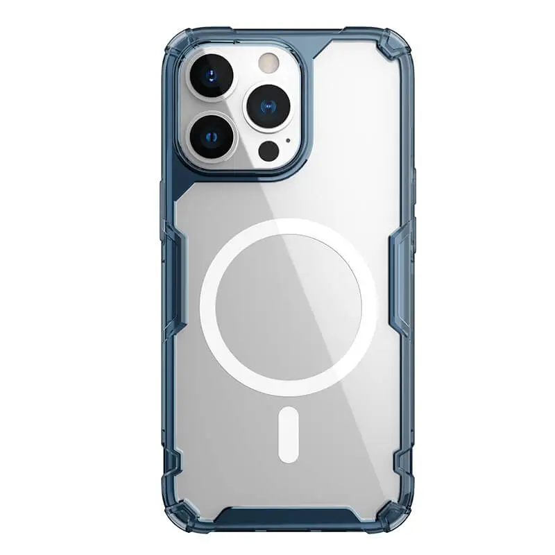 TPU чехол Nillkin Nature Pro Magnetic для Apple iPhone 15 Pro Max (6.7") Синий | Прозрачный