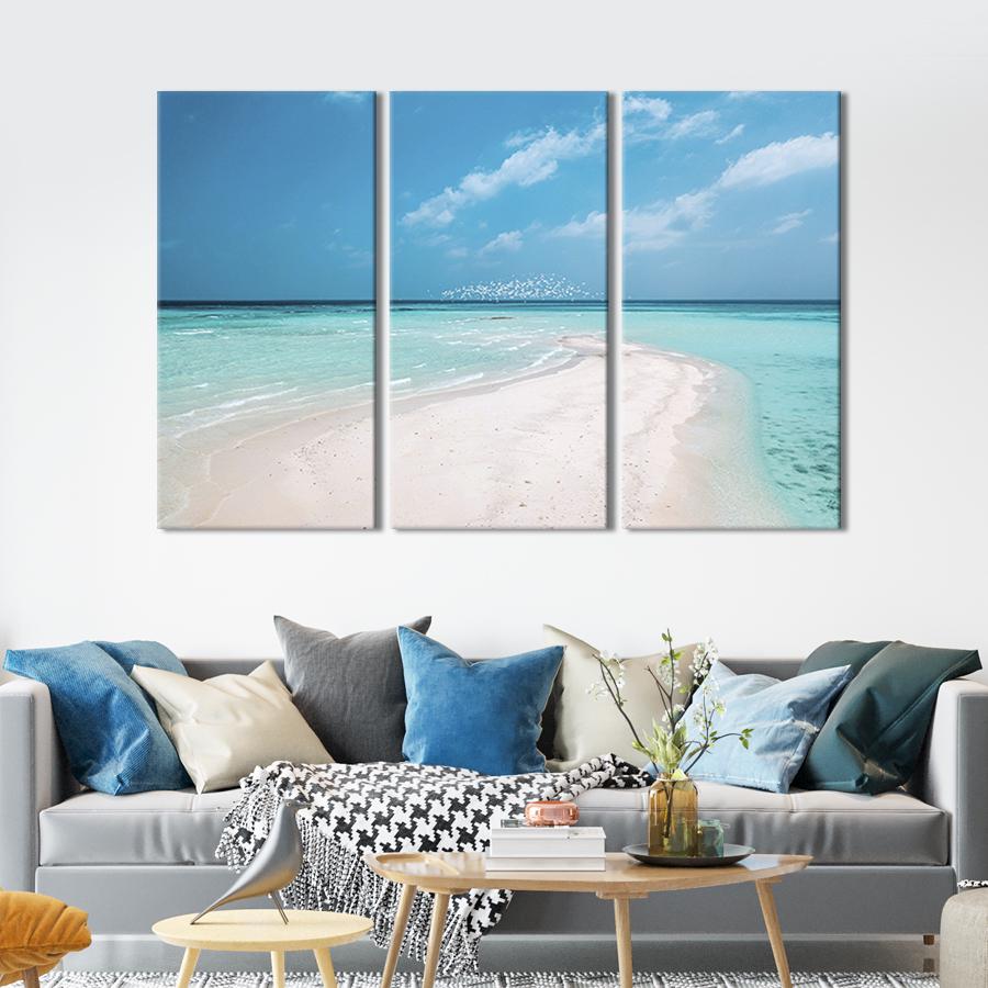 ᐉ Модульная картина триптих Яркий голубой морской пейзаж 128x81 см (460-31)