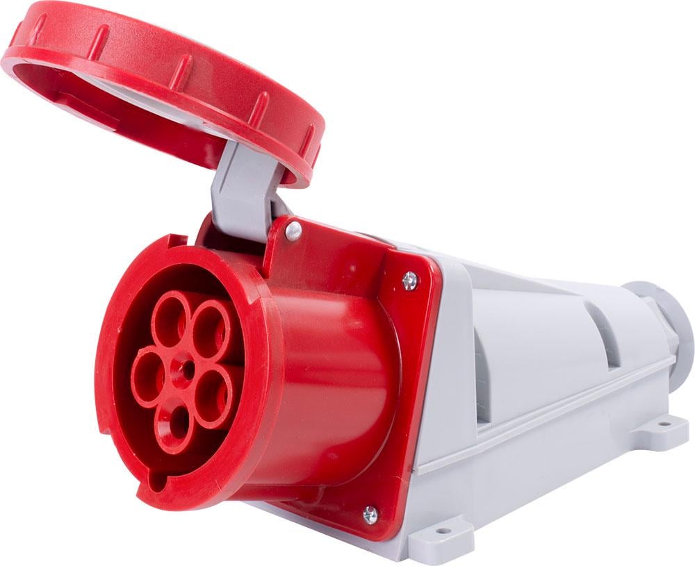 Силова розетка E.NEXT 3P+N+PE 63А 400 В стаціонарна IP57 Червоний (050)