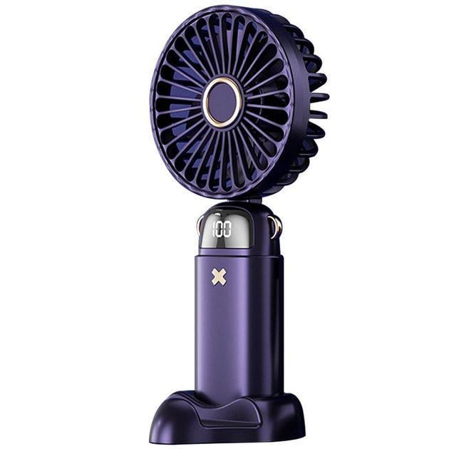 Портативный вентилятор Mini fan AND XL-880 9 см с подставкой для телефона и дисплеем Синий (18189412)
