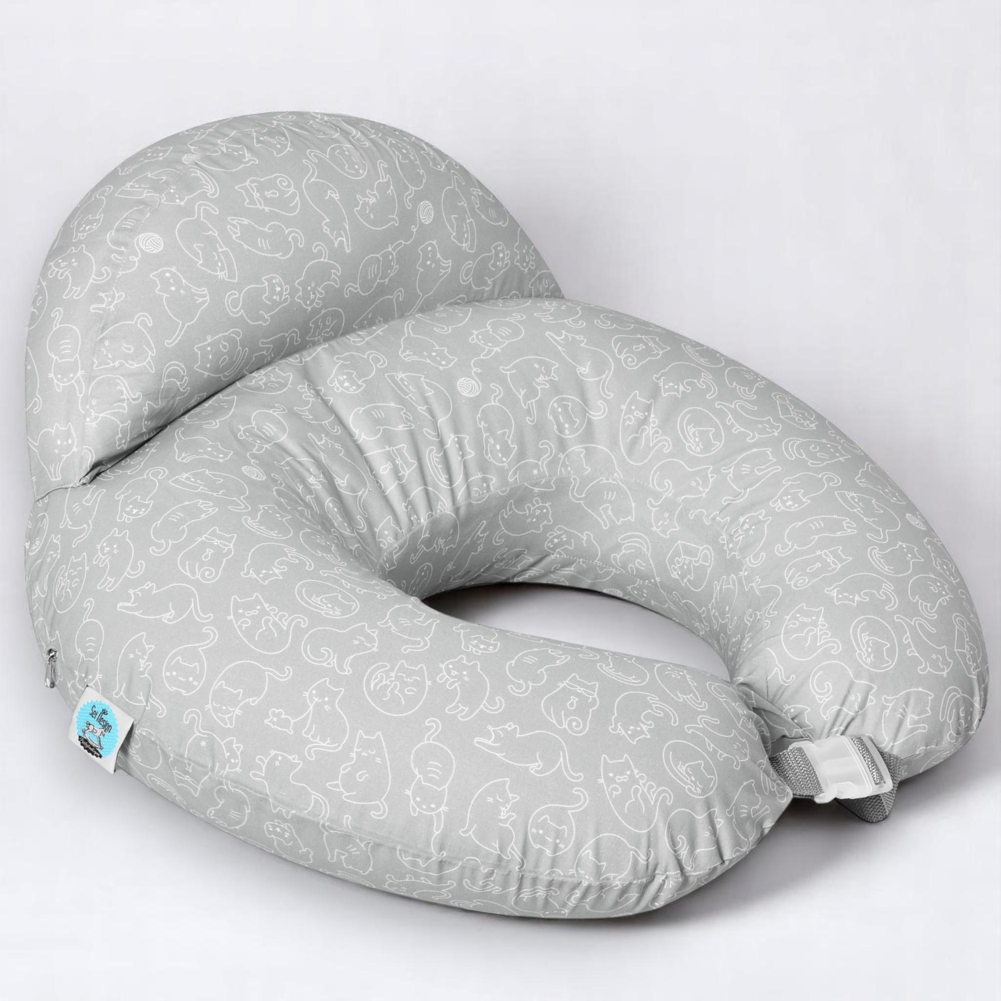 Подушка-диван для годування Sei Design Кошенята бавовна антиалергенне волокно 60х70х16 см Сірий (8-35409х005)