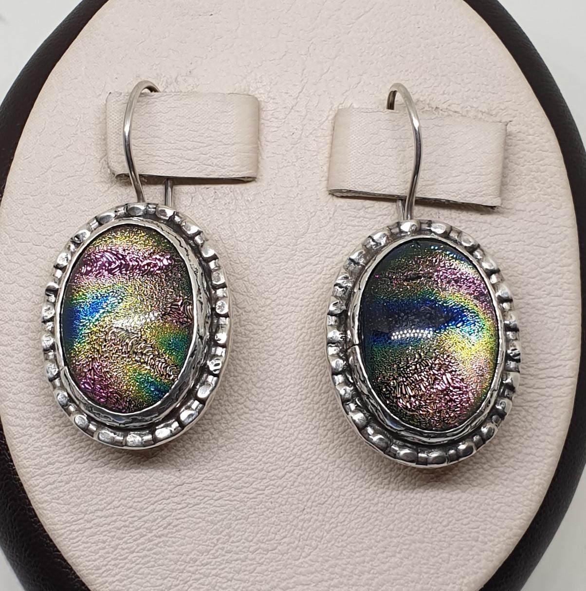 Серьги серебряные с аммолитом 16,9 г (1394066573)