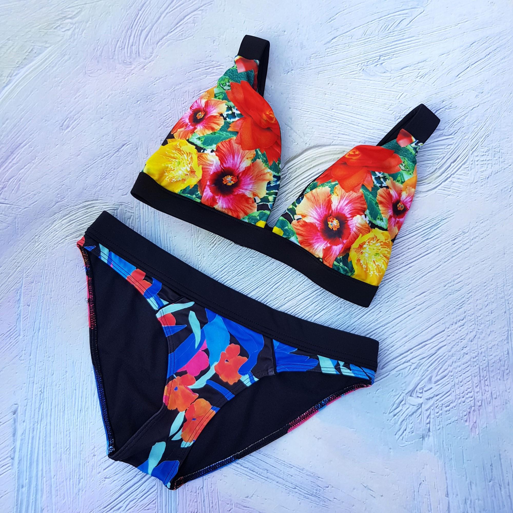Купальник роздільний Asos Swim 8644 з квітковим принтом S р. 42 Чорний