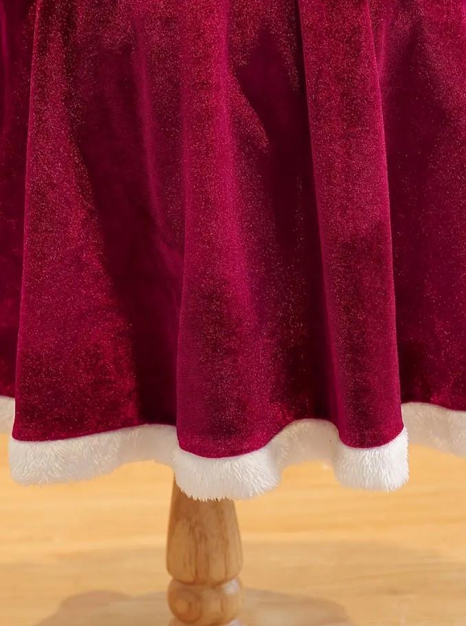 Сукня оксамитова для дівчинки 5 років Різдвяна з білим хутром Бордовий (2819917414) - фото 7 Сукня оксамитова для дівчинки 5 років Різдвяна з білим хутром Бордовий (2819917414) - фото 7