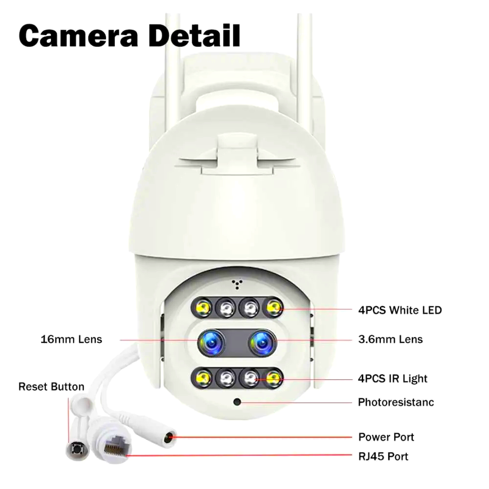 Камера видеонаблюдения уличная IP WIFI 3Mp IP66 UKC CF26-54SM 2 независимых объектива - фото 7