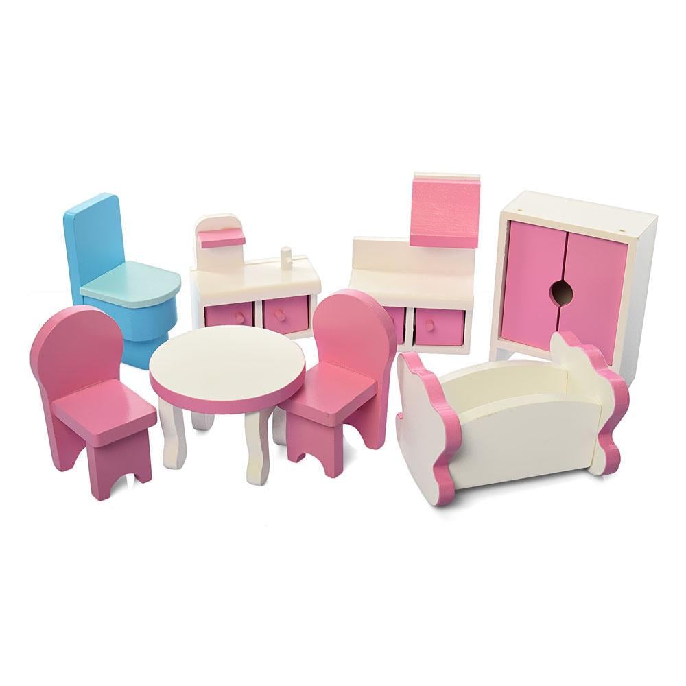 Домик для кукол Limo Toy трехэтажный из дерева 60,5х70х24,5 см Розовый (150-98-MD1204) - фото 3