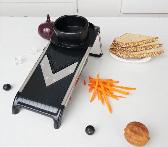 Шинківка-овочерізка Kamille металева 40х14,5х13,5 см Чорний (3013)