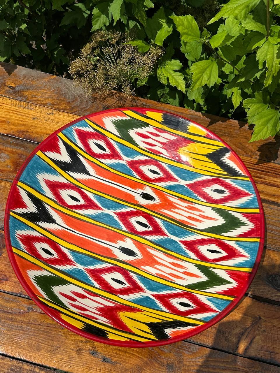 Ляган большая керамическая тарелка ручной работы Килим диаметр 42 см