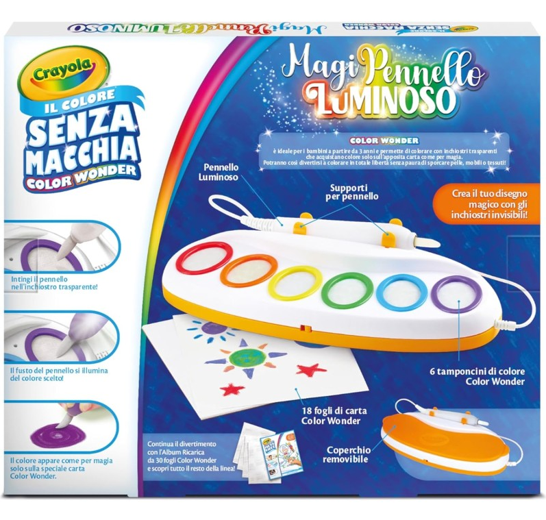 Станція малювання без бруду для малюків Crayola Color Wonder Magic Light Brush 6 фарб (F5S23) - фото 3 Станція малювання без бруду для малюків Crayola Color Wonder Magic Light Brush 6 фарб (F5S23) - фото 3