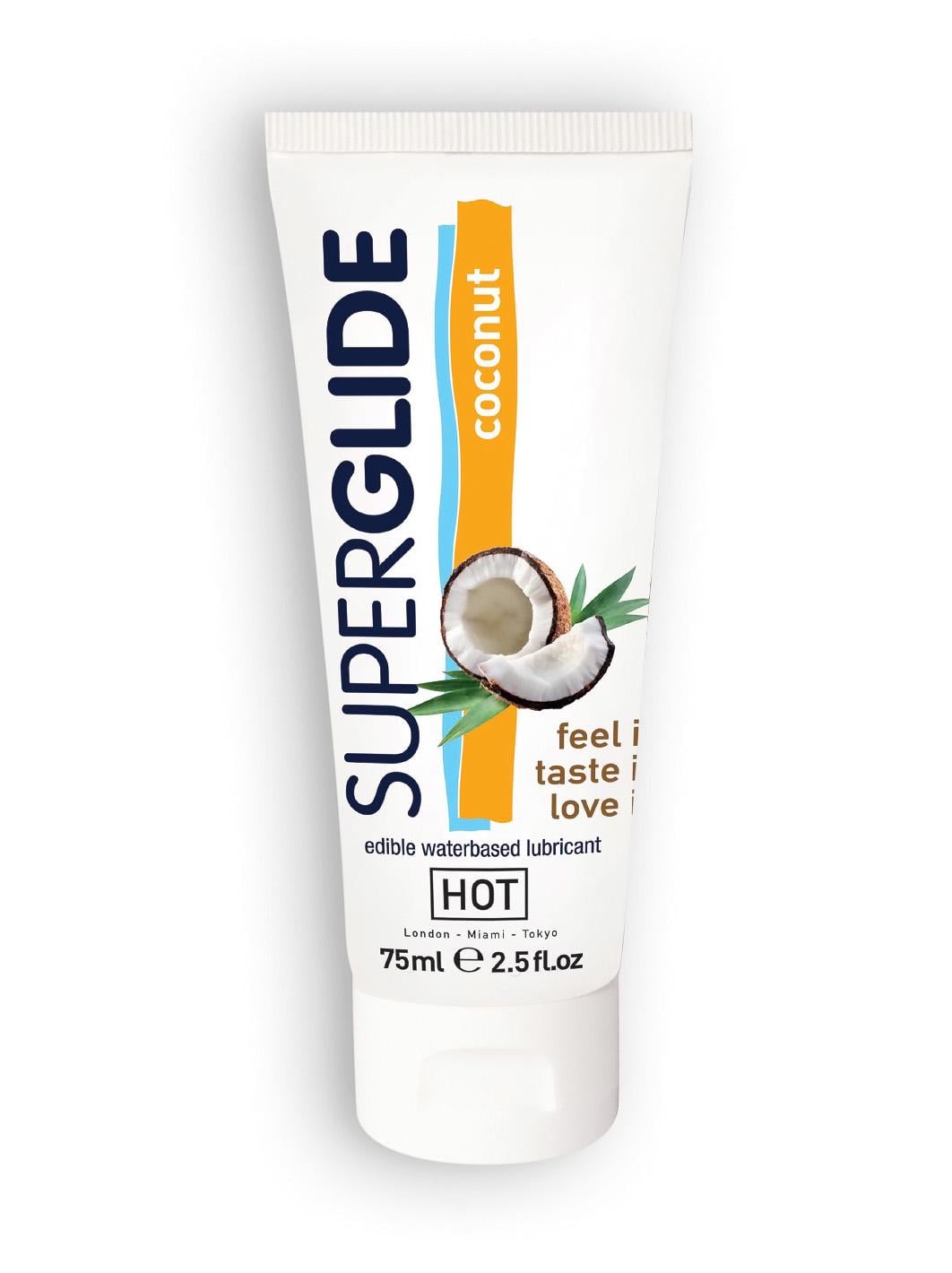 Лубрикант съедобный на водной основе Hot Superglide Ароматный кокос 75 мл