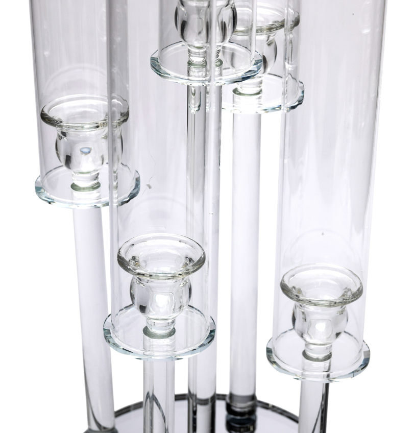 Подсвечник декоративный на 5 свечей стеклянный с круглым основанием 72,5 см Прозрачный - фото 4 Подсвечник декоративный на 5 свечей стеклянный с круглым основанием 72,5 см Прозрачный - фото 4