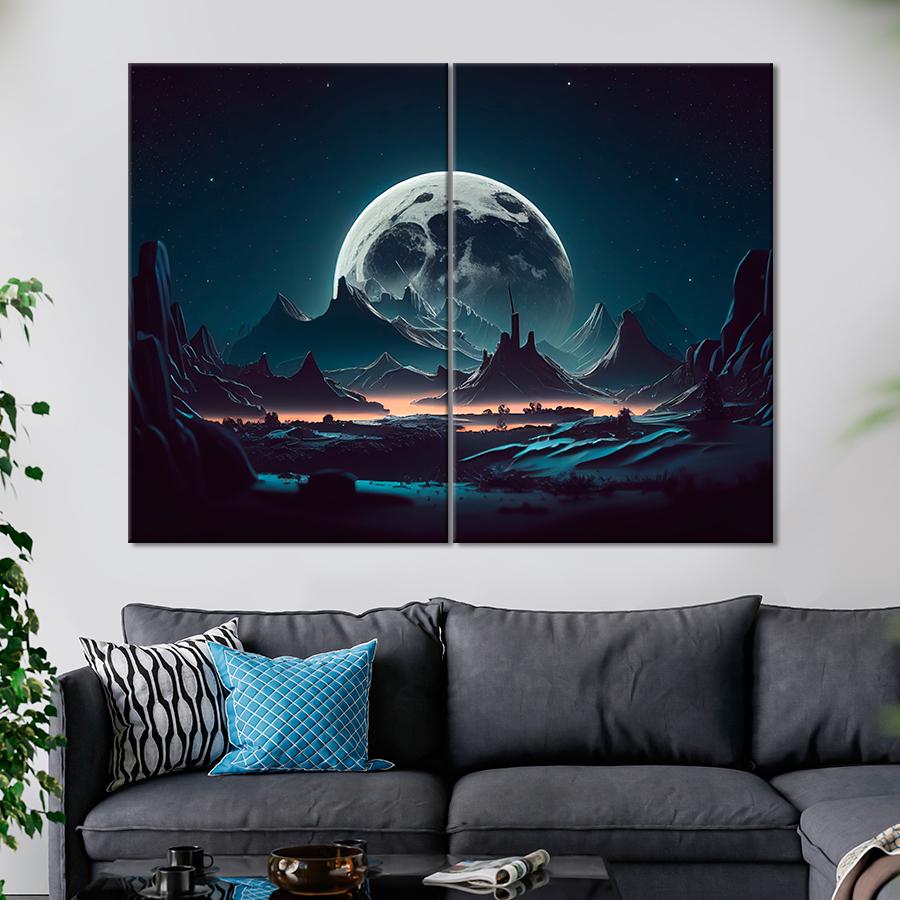 Картина космос Безжизненный космический пейзаж 165x122 см (A1301-2)