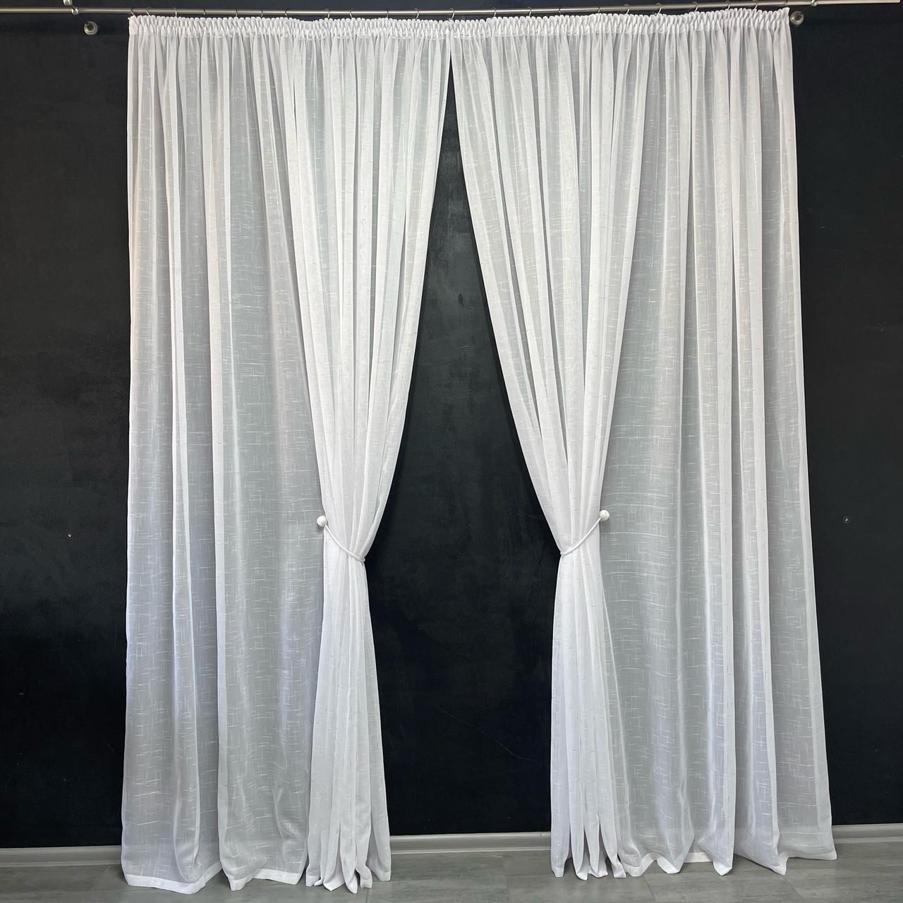 Гардины для зала 600х270 см Белый с серебряной нитью (T-L-S-6)
