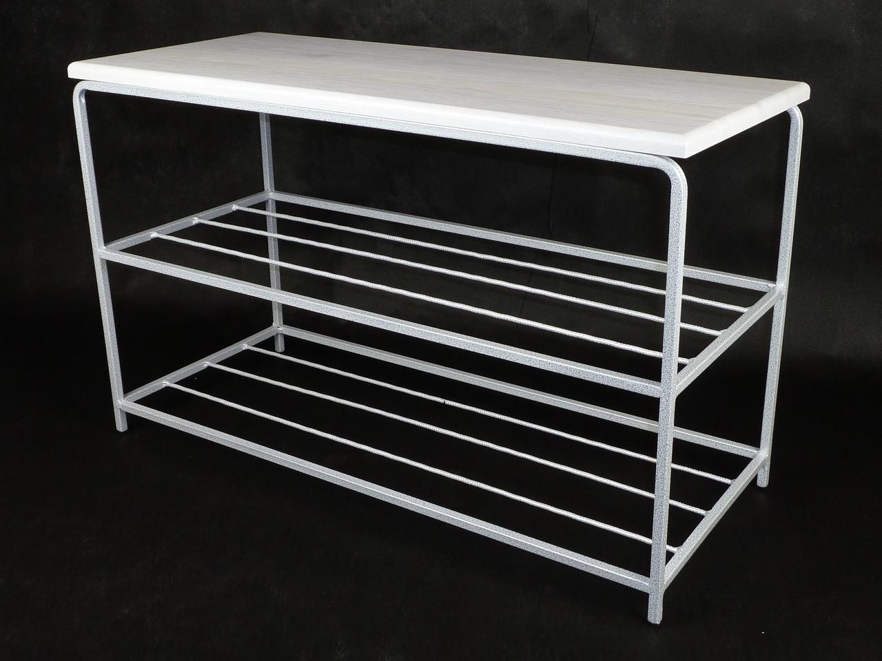 Полка для обуви Гранд с сиденьем из МДФ 440х700х300 мм Белый