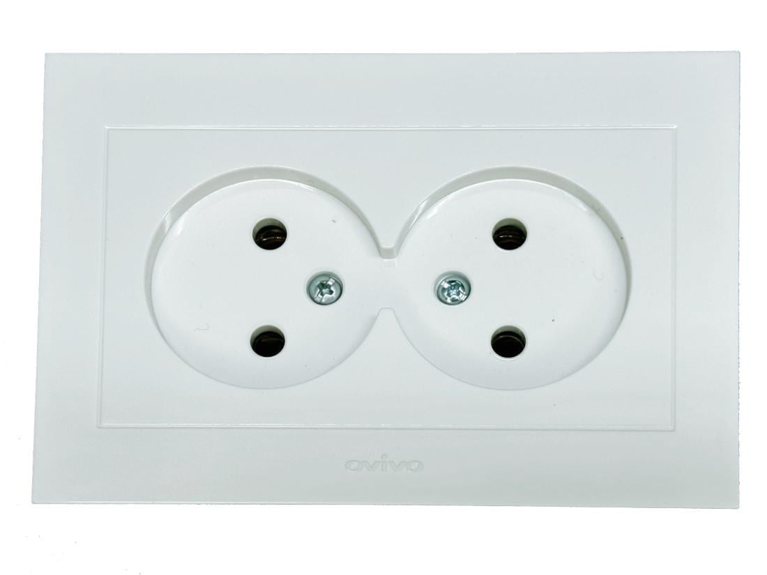 Розетка двухместная без заземления Ovivo Grano Белый (00000018613)