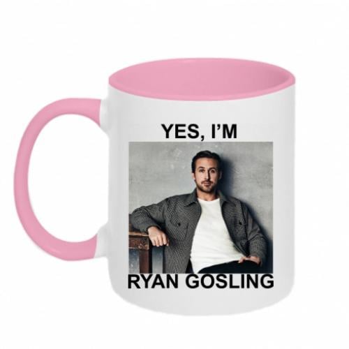 Чашка двоколірна "Yes, i'm Ryan Gosling" 320 мл Білий із рожевим (16061449-47-195420) - фото 1